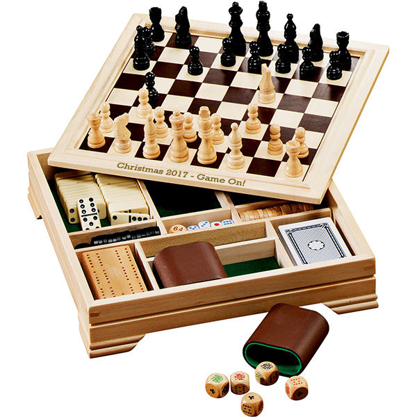 7 in 1 Board Game Set with Personalized Chess Cover